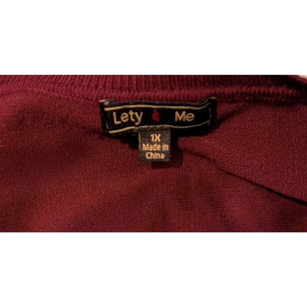 Stitch Fix Sweater Lety & Me Burgundy Mauve White Stripe Elsie Women's Size 1X - Picture 5 of 7